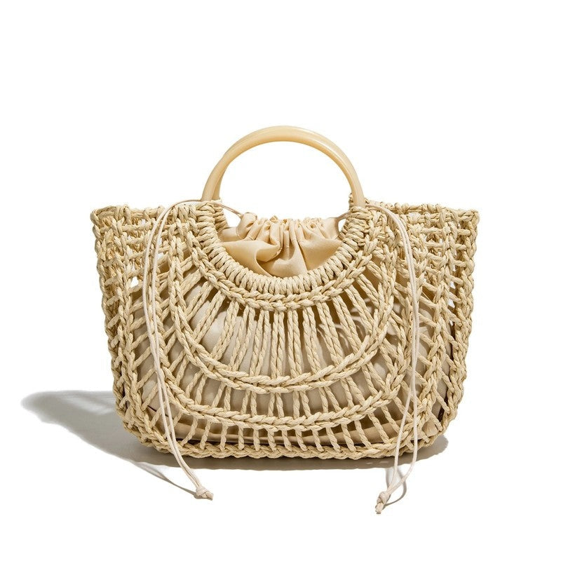 Marisol Woven Circle Handle Tote Bag