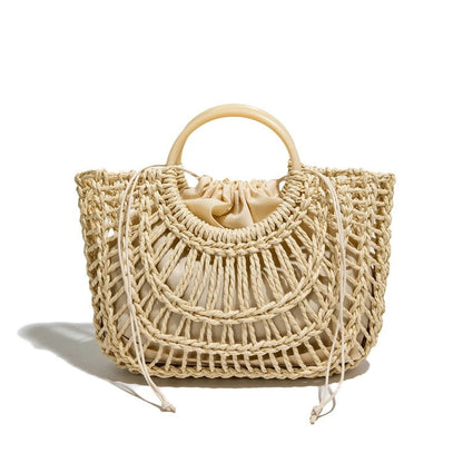 Marisol Woven Circle Handle Tote Bag