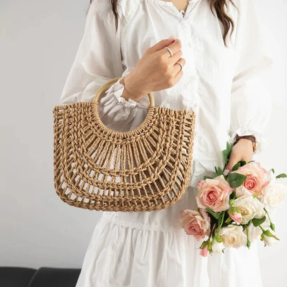 Marisol Woven Circle Handle Tote Bag