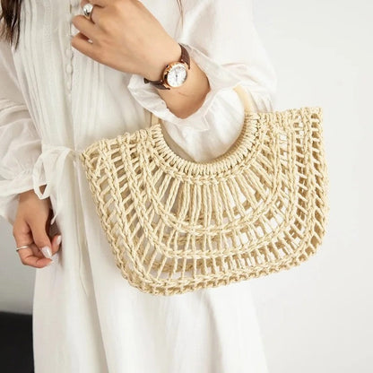 Marisol Woven Circle Handle Tote Bag