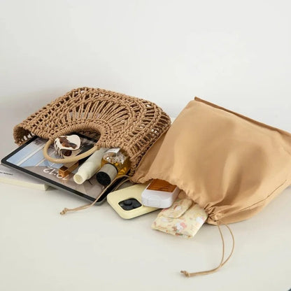 Marisol Woven Circle Handle Tote Bag