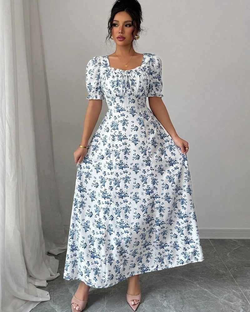 Maya Floral Puff Sleeve Maxi Dress