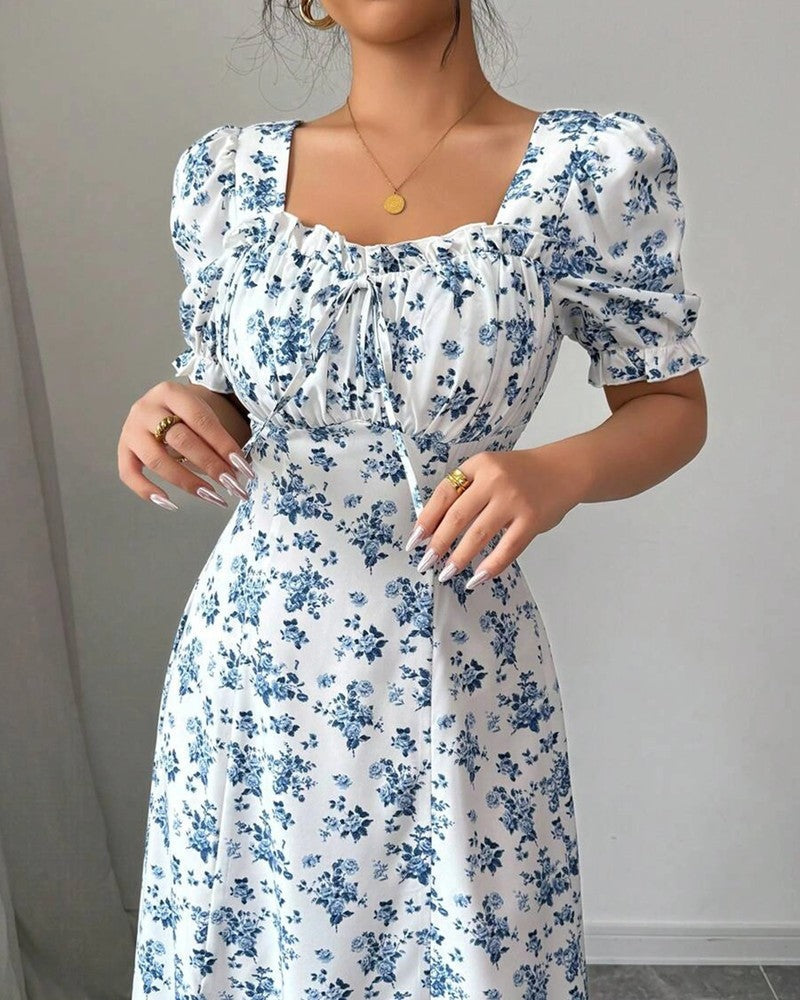 Maya Floral Puff Sleeve Maxi Dress
