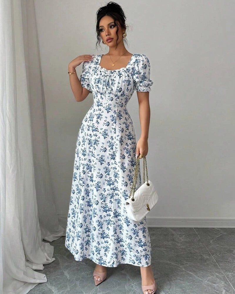 Maya Floral Puff Sleeve Maxi Dress