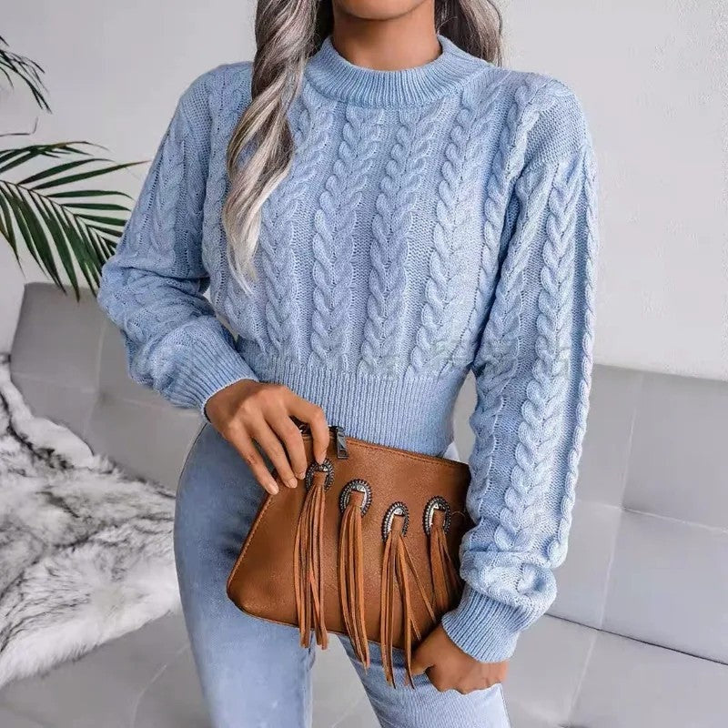 Meriva Cropped Cable Knit Sweater
