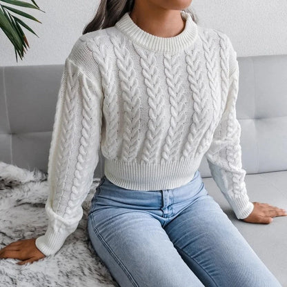 Meriva Cropped Cable Knit Sweater