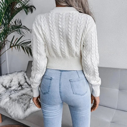 Meriva Cropped Cable Knit Sweater