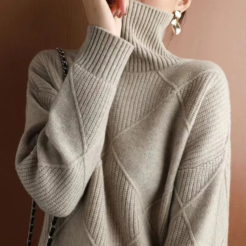 Mirelle Diamond Knit Mock Neck Sweater