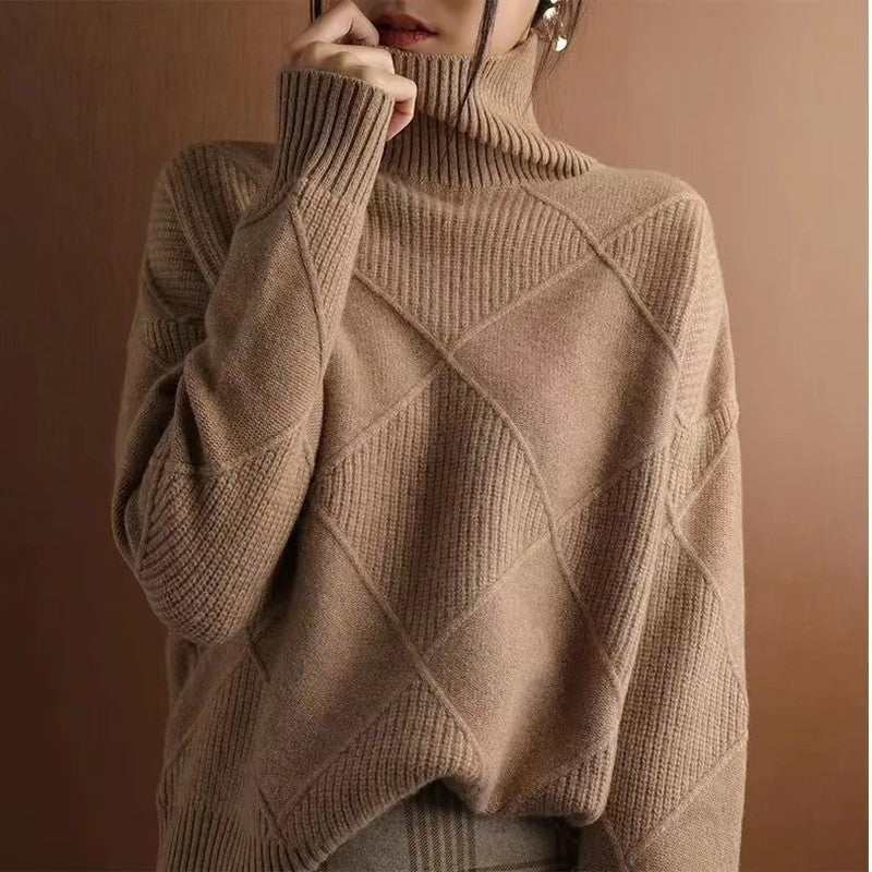 Mirelle Diamond Knit Mock Neck Sweater