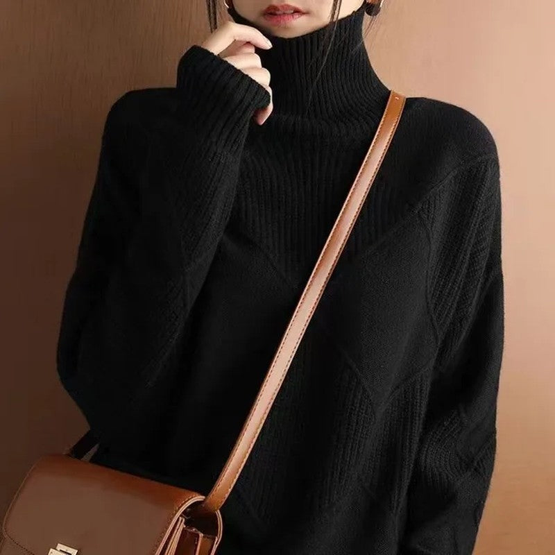 Mirelle Diamond Knit Mock Neck Sweater
