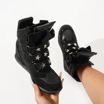 Mona Star Strap Wedge High-Top Sneakers