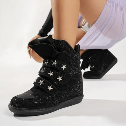 Mona Star Strap Wedge High-Top Sneakers