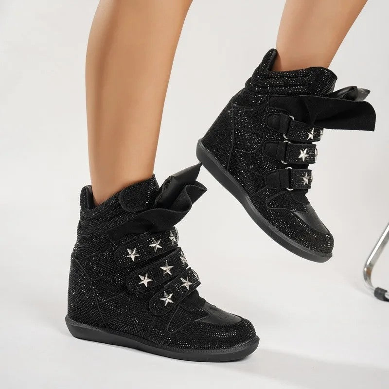 Mona Star Strap Wedge High-Top Sneakers