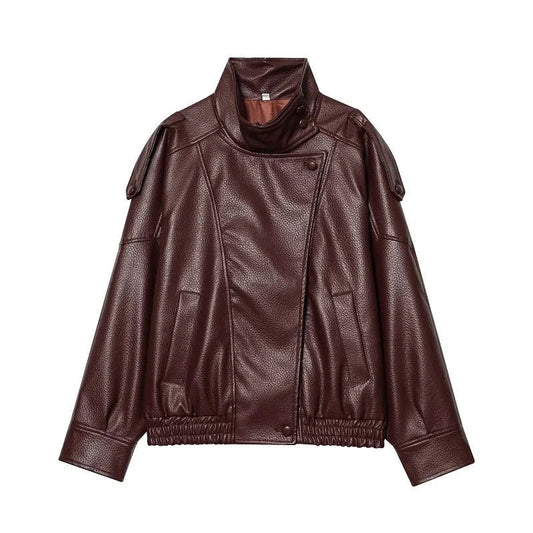Nerine Relaxed Faux Leather Moto Jacket