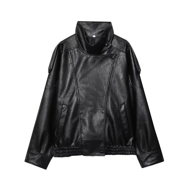 Nerine Relaxed Faux Leather Moto Jacket