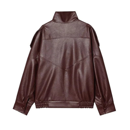 Nerine Relaxed Faux Leather Moto Jacket