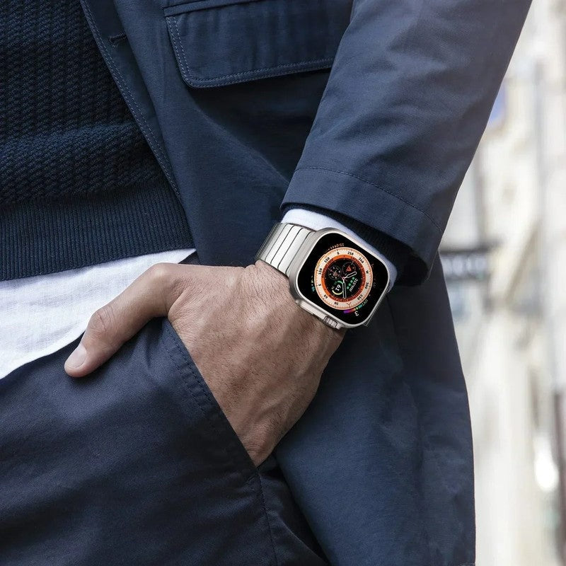 Nolvik Brushed Stainless Link Watch Band