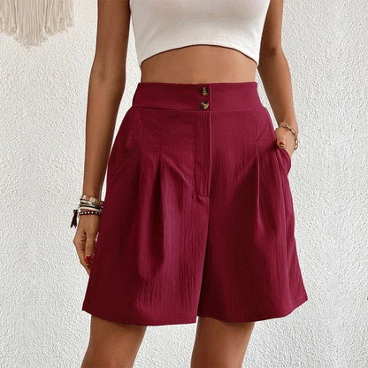 Olivelle Relaxed Pleated High-Waist Shorts