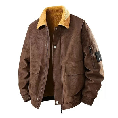 Ravelle Shearling Collar Relaxed Aviator Jacket