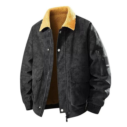 Ravelle Shearling Collar Relaxed Aviator Jacket
