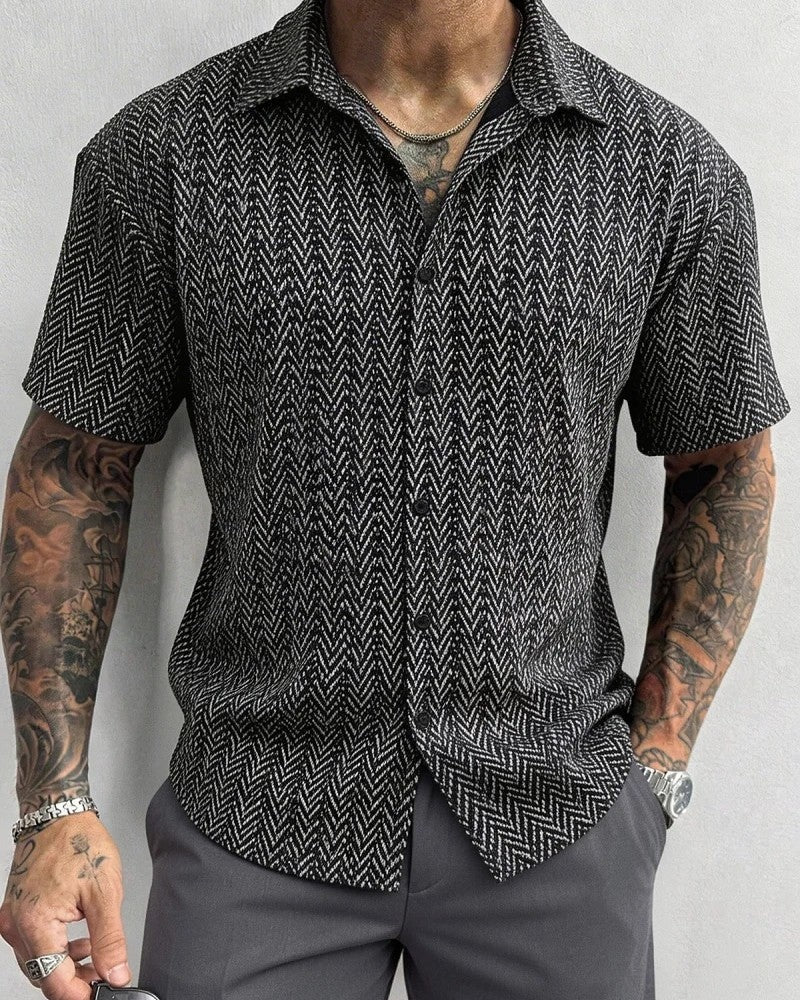 Ravik Chevron Textured Button-Up Shirt