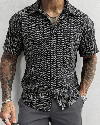 Ravik Chevron Textured Button-Up Shirt