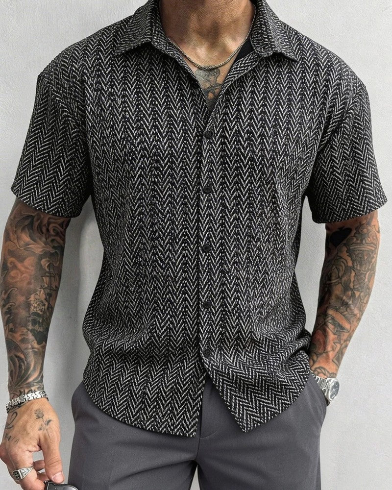 Ravik Chevron Textured Button-Up Shirt