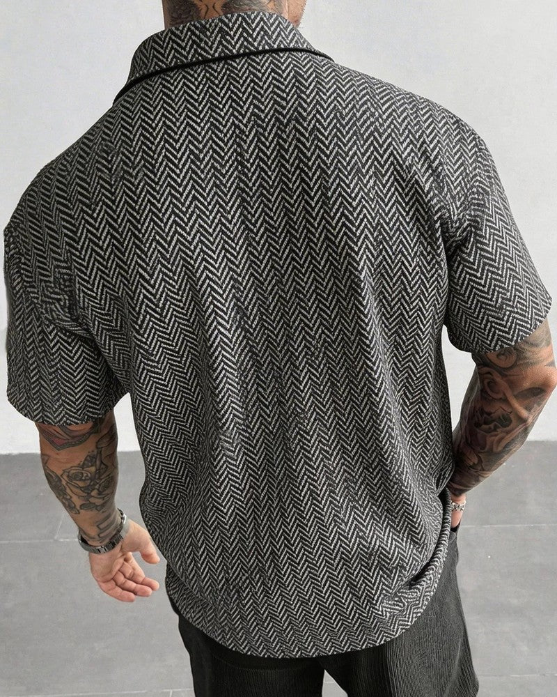 Ravik Chevron Textured Button-Up Shirt