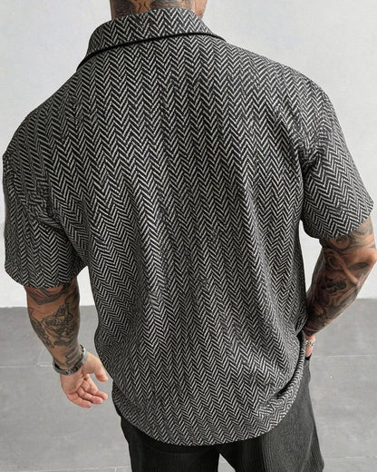 Ravik Chevron Textured Button-Up Shirt
