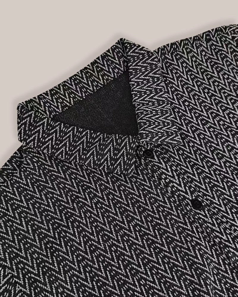 Ravik Chevron Textured Button-Up Shirt