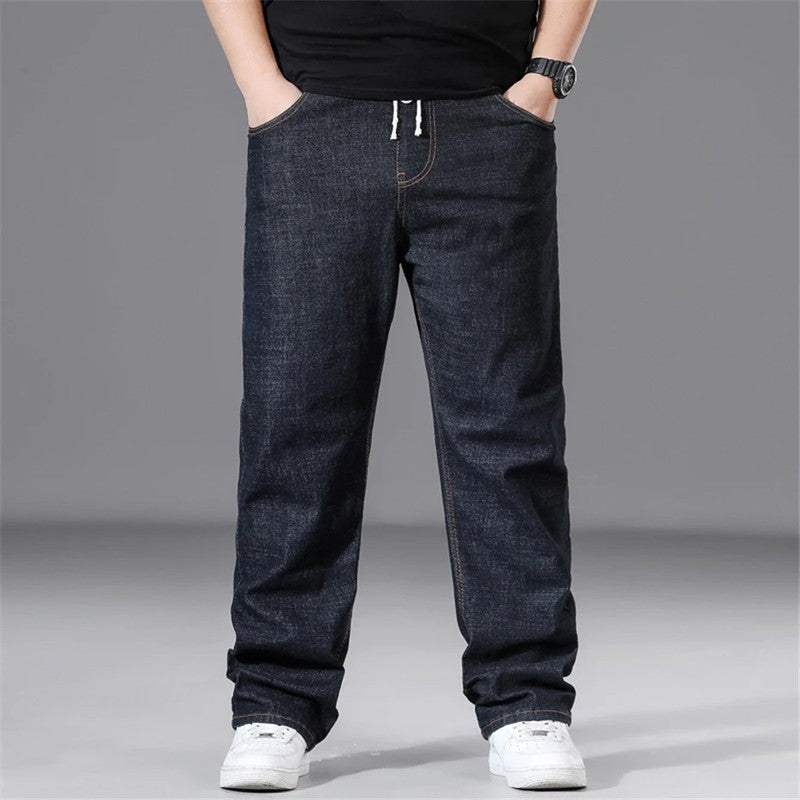 Plus Size Ravik Relaxed Drawstring Straight Leg Jeans