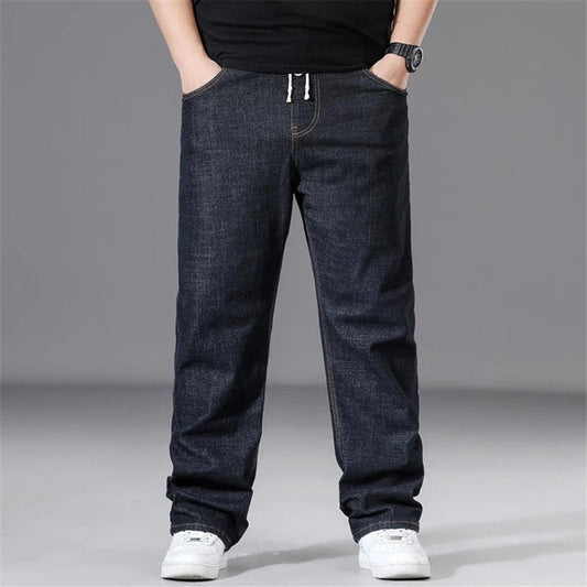 Plus Size Ravik Relaxed Drawstring Straight Leg Jeans