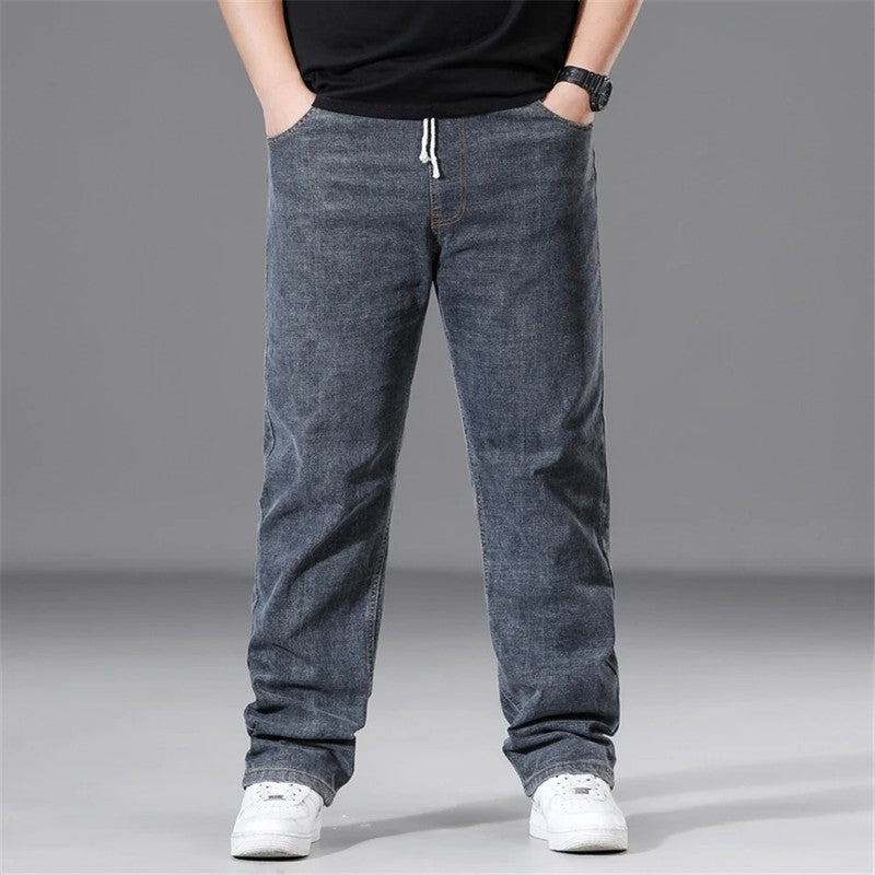 Plus Size Ravik Relaxed Drawstring Straight Leg Jeans