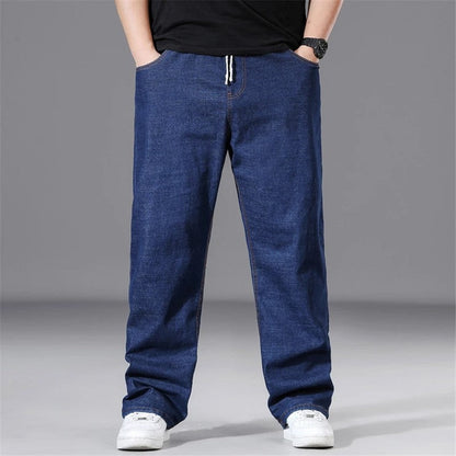 Plus Size Ravik Relaxed Drawstring Straight Leg Jeans