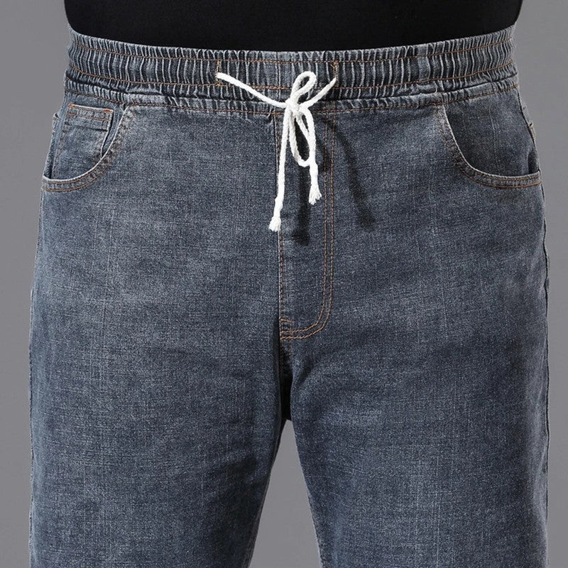 Plus Size Ravik Relaxed Drawstring Straight Leg Jeans