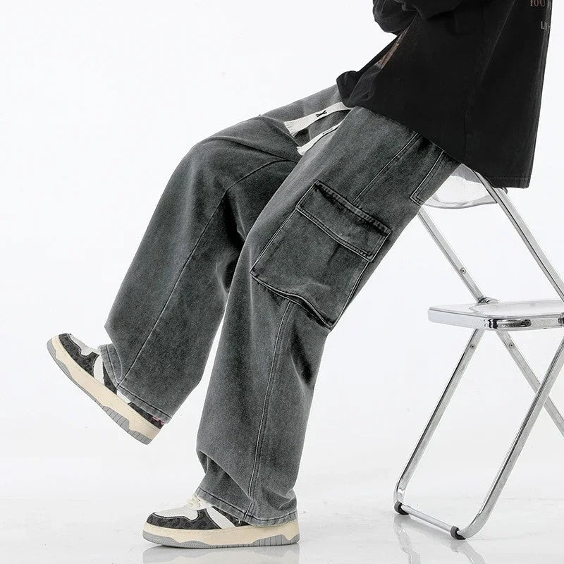 Ravik Relaxed Wide-Leg Cargo Jeans