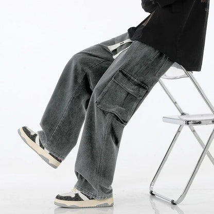 Ravik Relaxed Wide-Leg Cargo Jeans