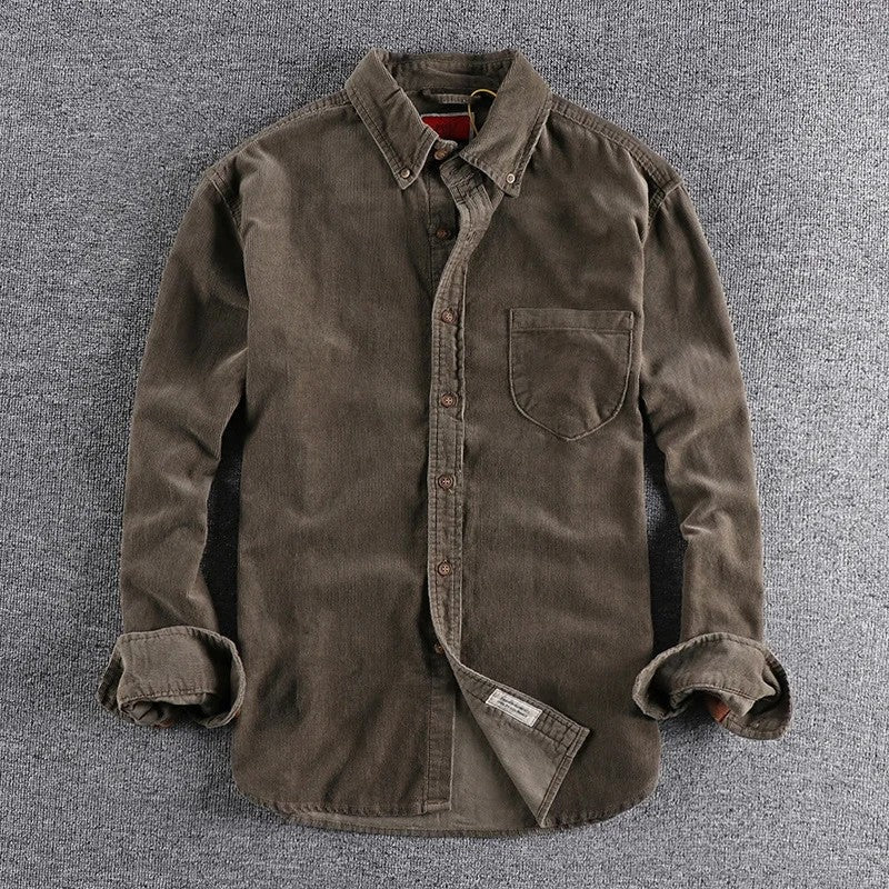 Raviro Relaxed Corduroy Button-Up Shirt