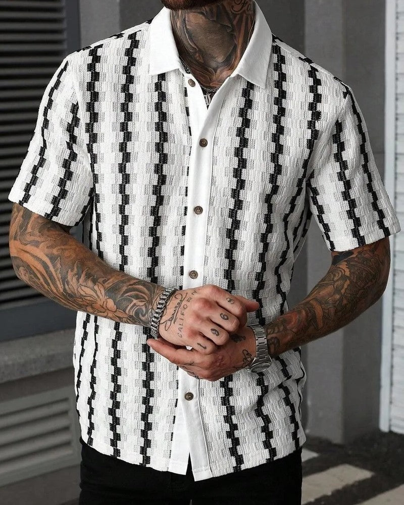 Rivaro Textured Knit Button-Up Shirt