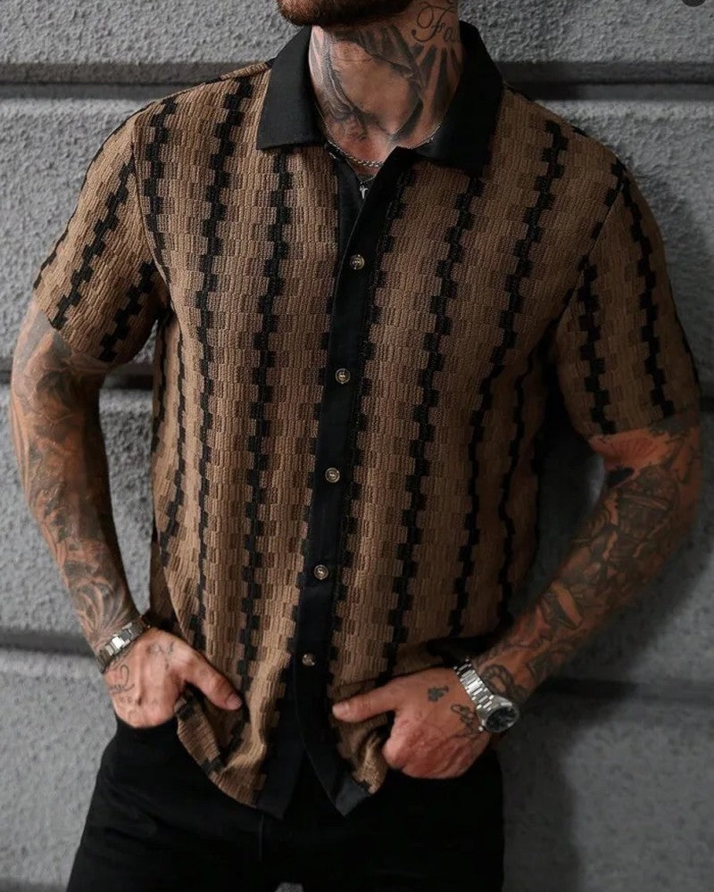 Rivaro Textured Knit Button-Up Shirt