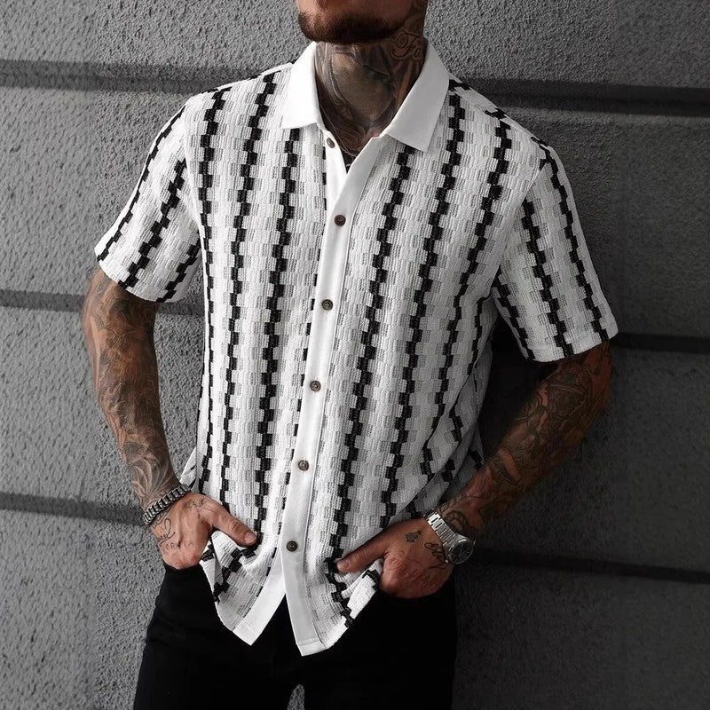 Rivaro Textured Knit Button-Up Shirt