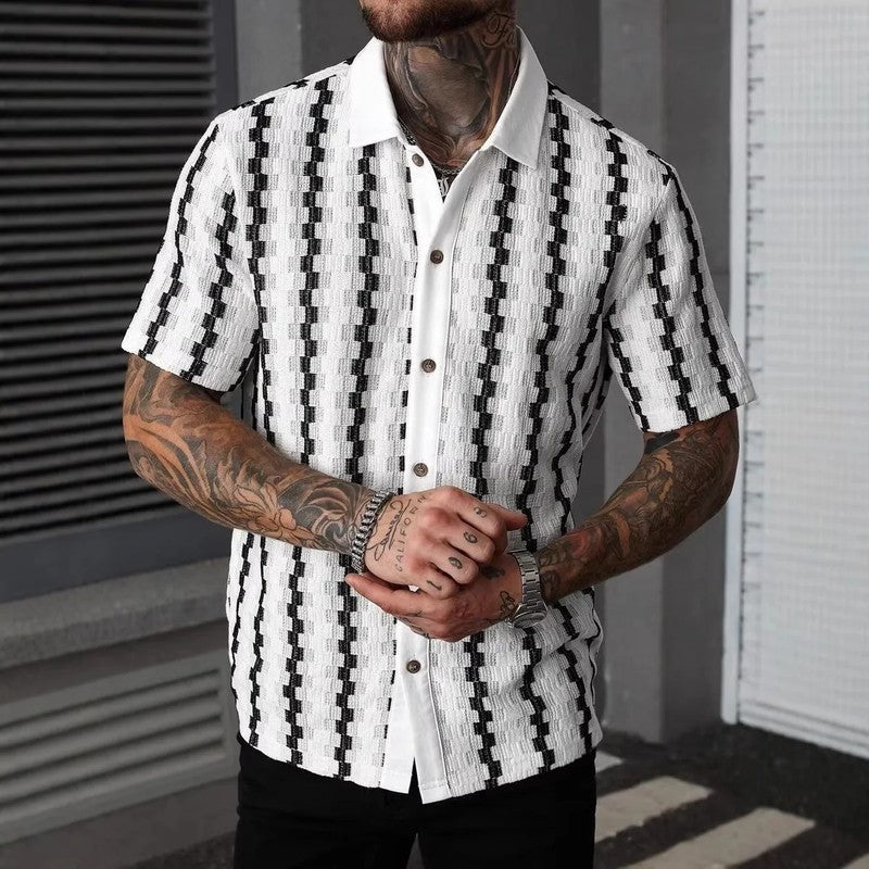 Rivaro Textured Knit Button-Up Shirt