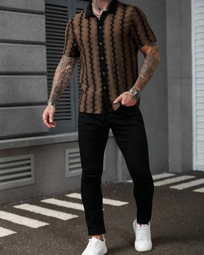 Rivaro Textured Knit Button-Up Shirt