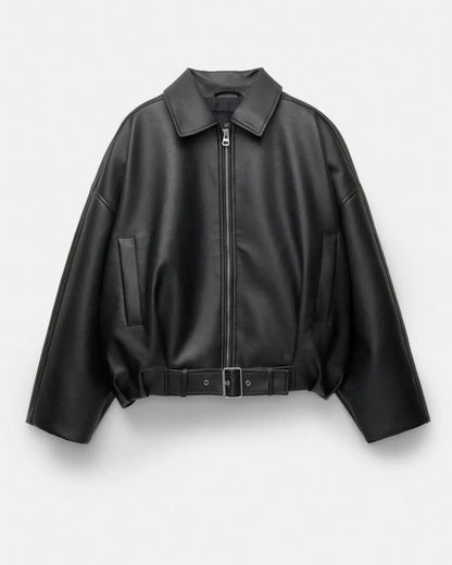 Rosa Relaxed Faux Leather Zip Jacket