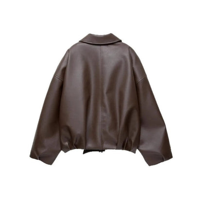 Rosa Relaxed Faux Leather Zip Jacket