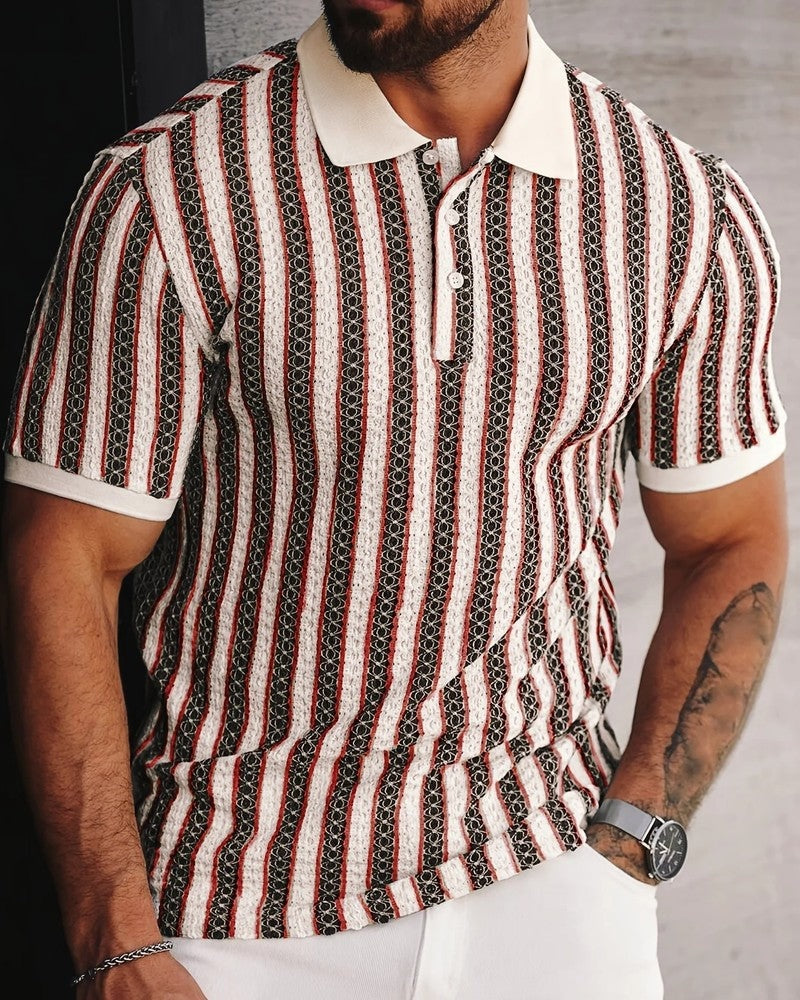 Rovico Textured Retro Knit Polo Shirt