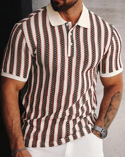 Rovico Textured Retro Knit Polo Shirt