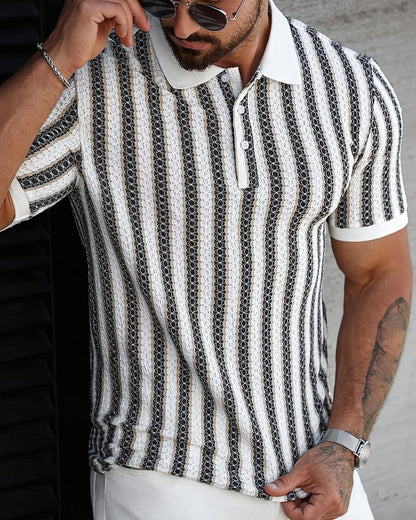 Rovico Textured Retro Knit Polo Shirt