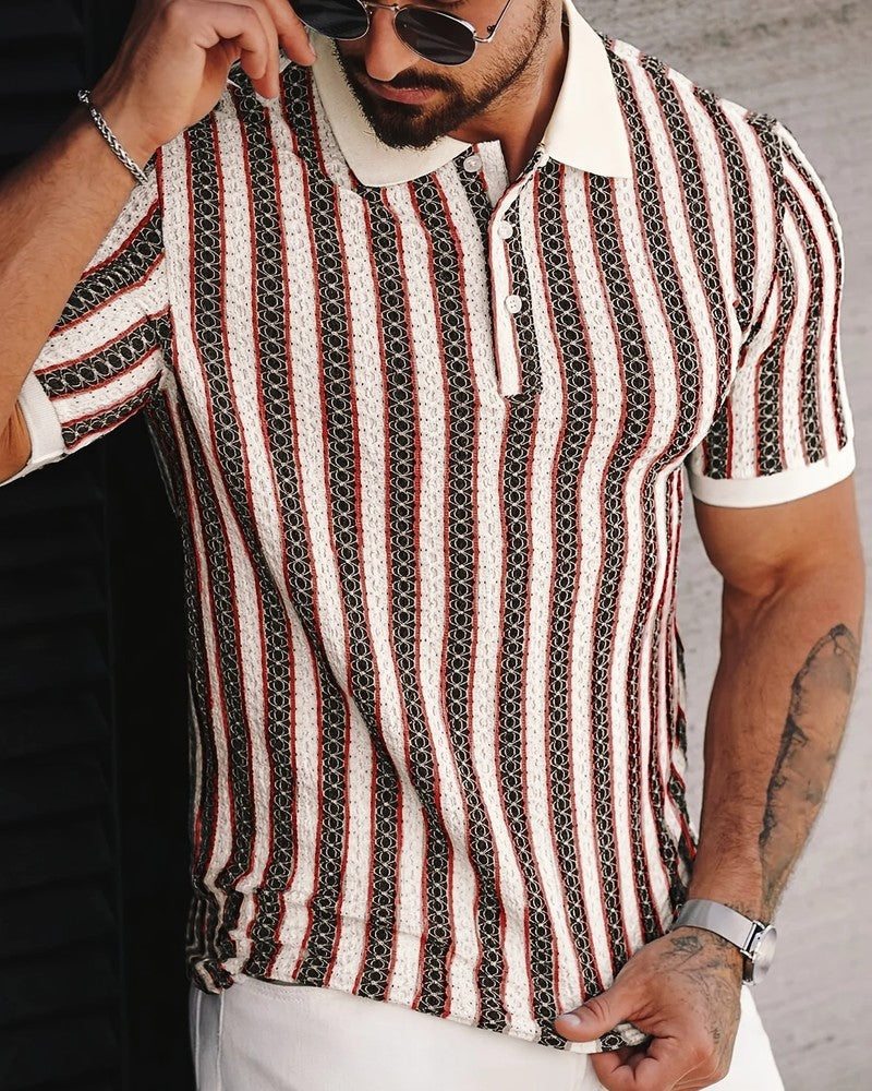 Rovico Textured Retro Knit Polo Shirt