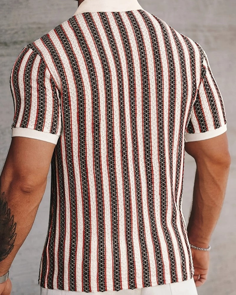 Rovico Textured Retro Knit Polo Shirt